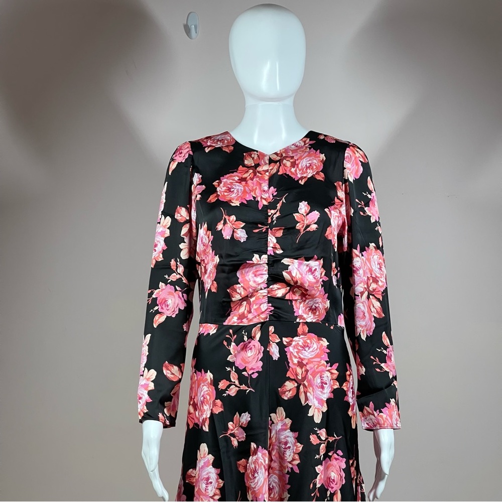 J.Crew Featherweight Satin Midi Dress in Midnight Rose - Picture 4 of 13